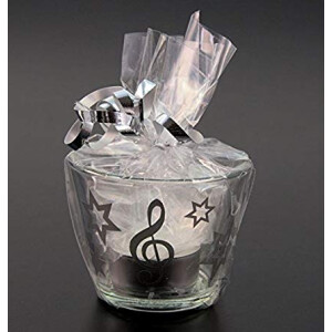 Glass lantern with stars and treble clef silver