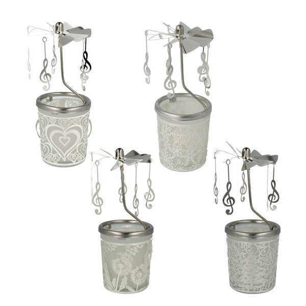 Glass carousel lantern with treble clef pendant