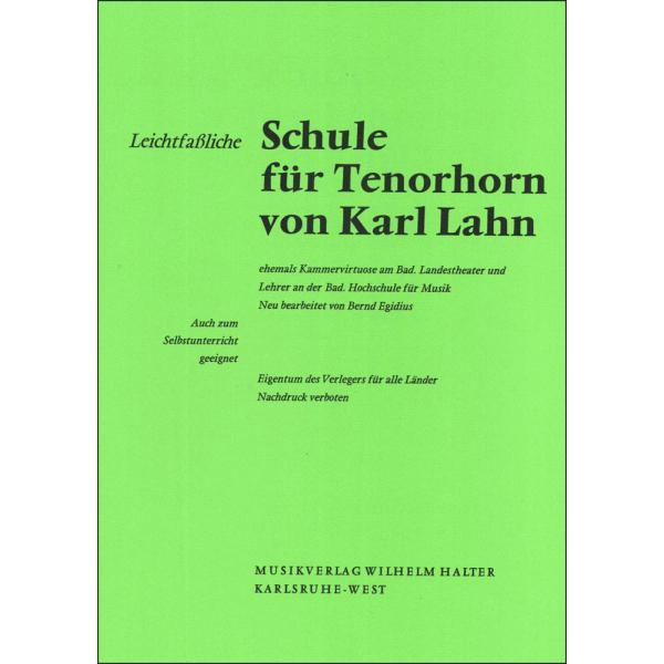 Leichtfaßliche Schule für Tenorhorn von Karl Lahn