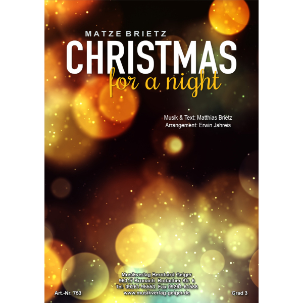 Christmas for a night - Matze Brietz - Dirigierpartitur f&uu