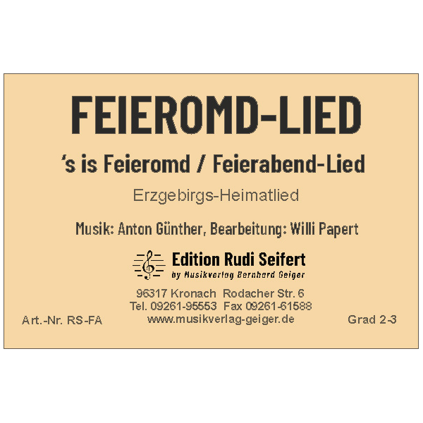 Feieromd-Lied (Feierabend-Lied) Small Concert Band