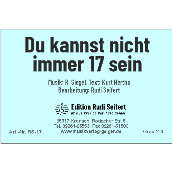 Du kannst nicht immer siebzehn sein (Big Band)