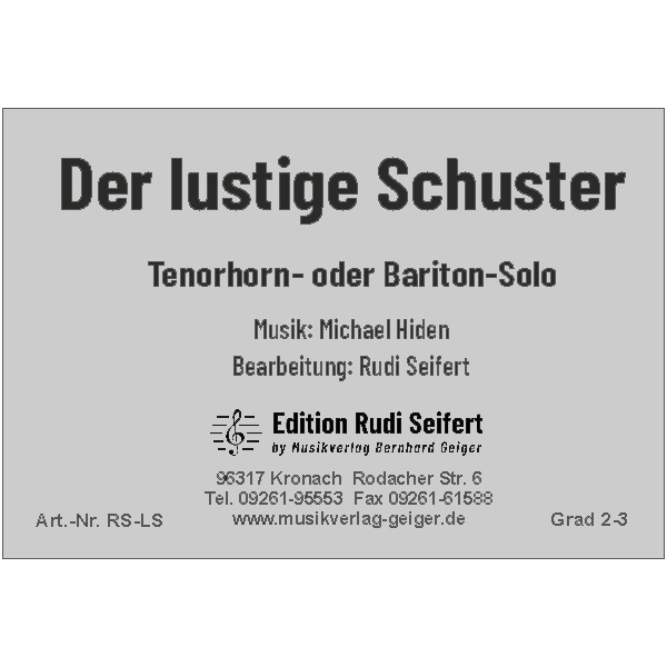 Der lustige Schuster (Solo für Tenorhorn oder Bariton) 