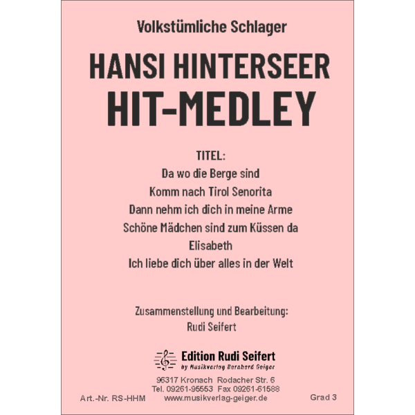 Hansi Hinterseer Hit-Medley (Concert Band)
