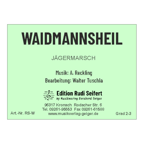 Waidmannsheil (Hunting March) (Small Concert Band)