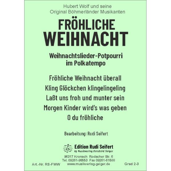 Fröhliche Weihnacht with Hubert Wolf (medley) (Small Co