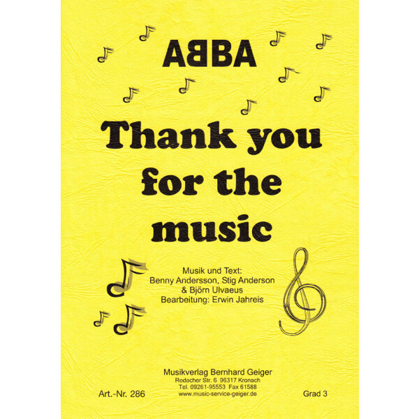 Thank you for the music - ABBA - Dirigier-Partitur...