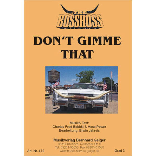 Dont gimme that - The BossHoss (Blasmusik)