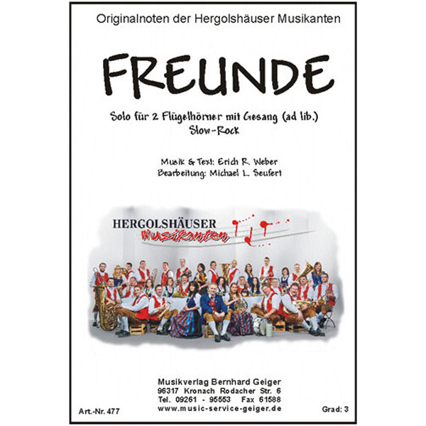 Freunde - Slow Rock for 2 Flugelhorns (Concert Band)