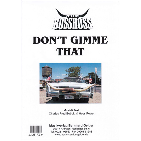 Dont gimme that - The BossHoss (Einzelausgabe)