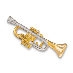 Anstecker Trompete, klein, gold-silber