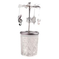 Glass carousel lantern with treble clef pendant